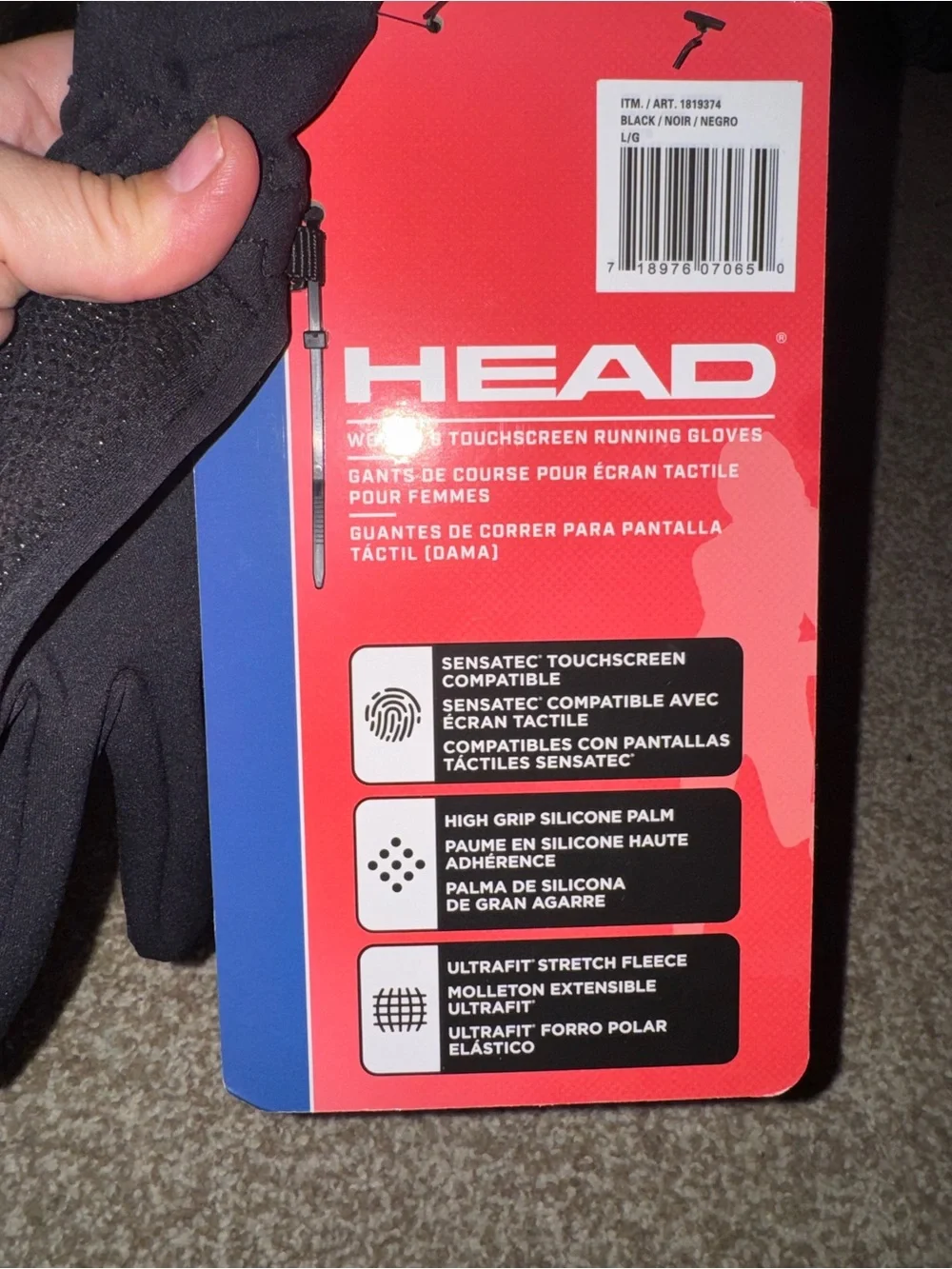 HEAD Black Touchscreen Running Gloves